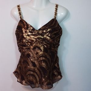 WD-NY Metallic Gold & Brown Party Top